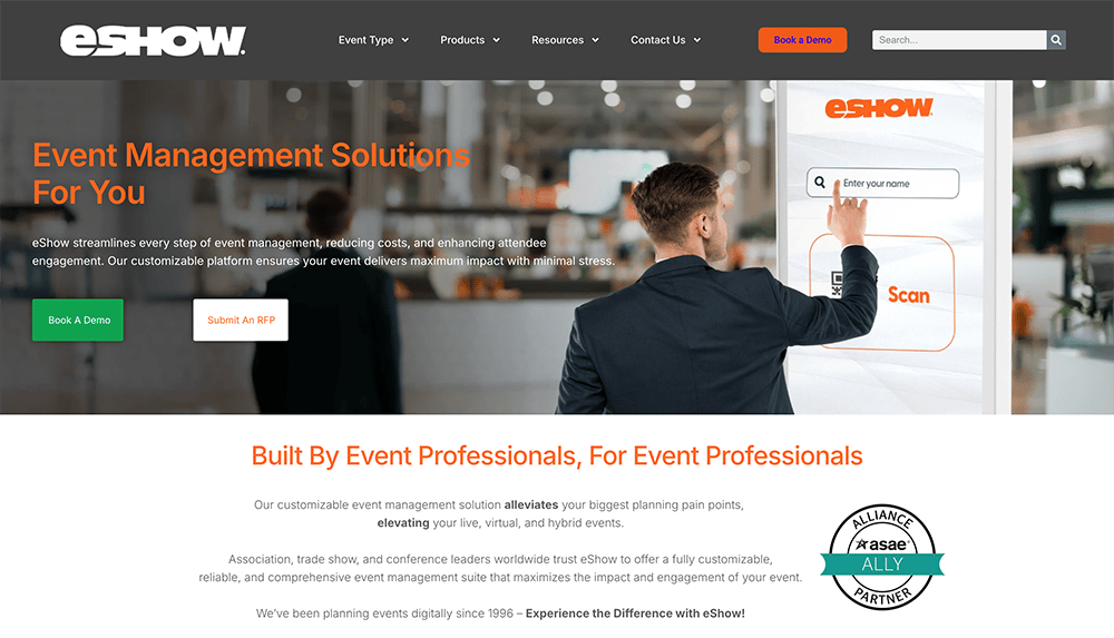 eShow’s homepage.