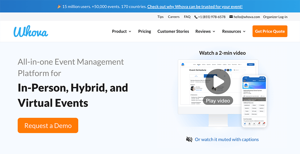 Whova’s homepage.